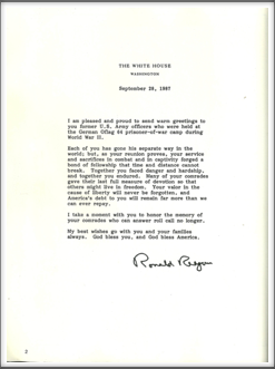 Greetings from President Ronald Reagan